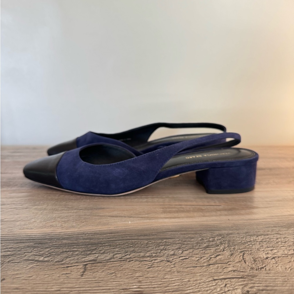 Veronica Beard Cecile Leather Cap-Toe Slingback Sz 8